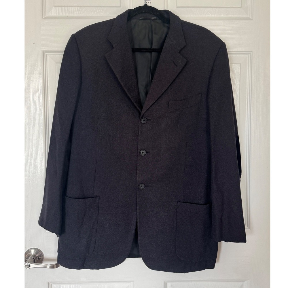 Corneliani Italy Wool Silk Sport Coat Blazer Gray Elbow Patch 3 Button Mens 44R
